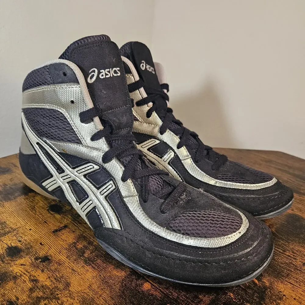 ASICS Split Second 7 Wrestling Shoes Mens 12 Black Silver JY802 Vintage 2008 VTG
